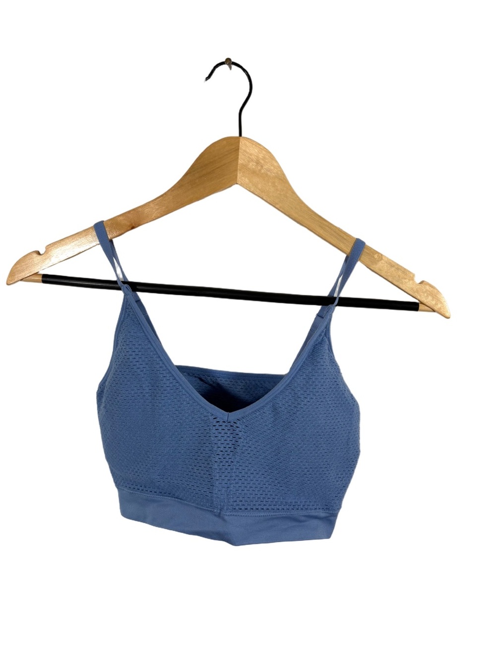 Lily of France L/XL Blue Seamless Sports Bra Bralette Adjustable Straps